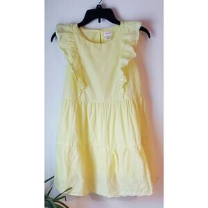 Cat & Jack Girls Yellow Eyelet Flutter Sleeve Dress Size XL Cottagecore Boho